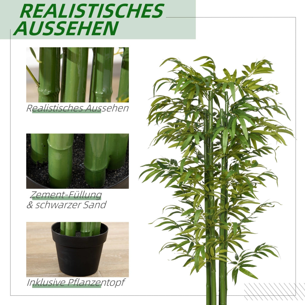 Pianta artificiale, albero di bamb¨´ artificiale da 180 cm con vaso, albero artificiale decorativo verde per interni