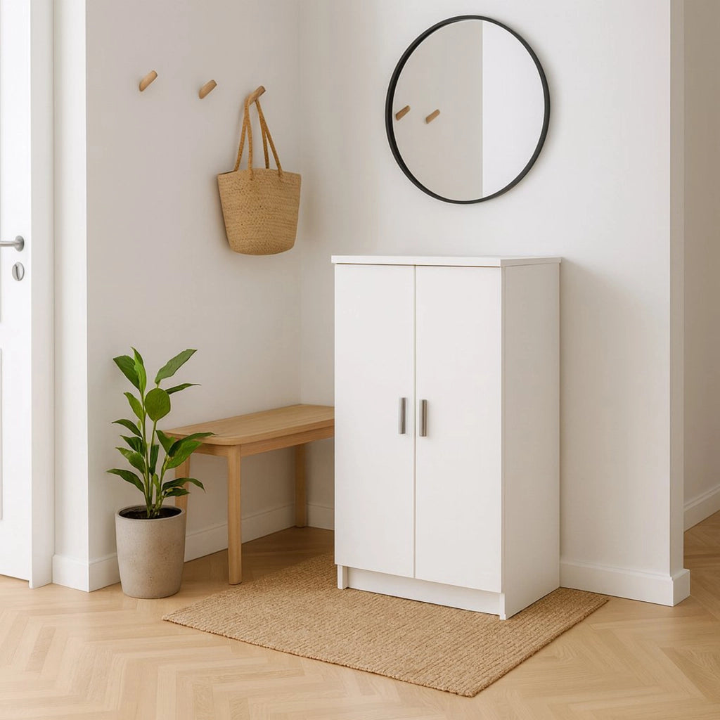 Mobile Portascarpe Abram, Scarpiera 6 Ripiani, 35.3x54.6x108.4h cm Bianco Opaco
