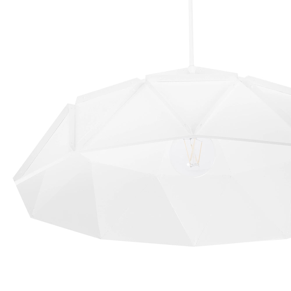 Lampadario in Metallo di colore Bianco con Paralume Semicircolare Design Industriale Moderno
