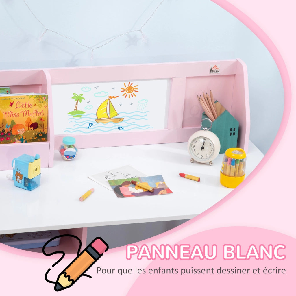 Tavolo e sedie per bambini con lavagna ¨C zephmum ¨C 90x45x85 cm rosa