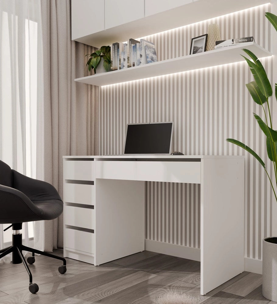 Scrivania ARTO bianco 120 cm 5 cassetti mobile moderna per studio casa ufficio