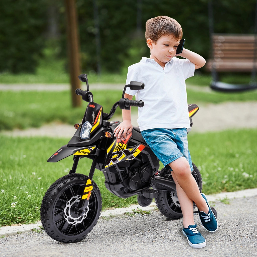 Motocicletta Elettrica per Bambini con Ruote di Supporto e Luci LED ¨C zephmum ¨C Giallo