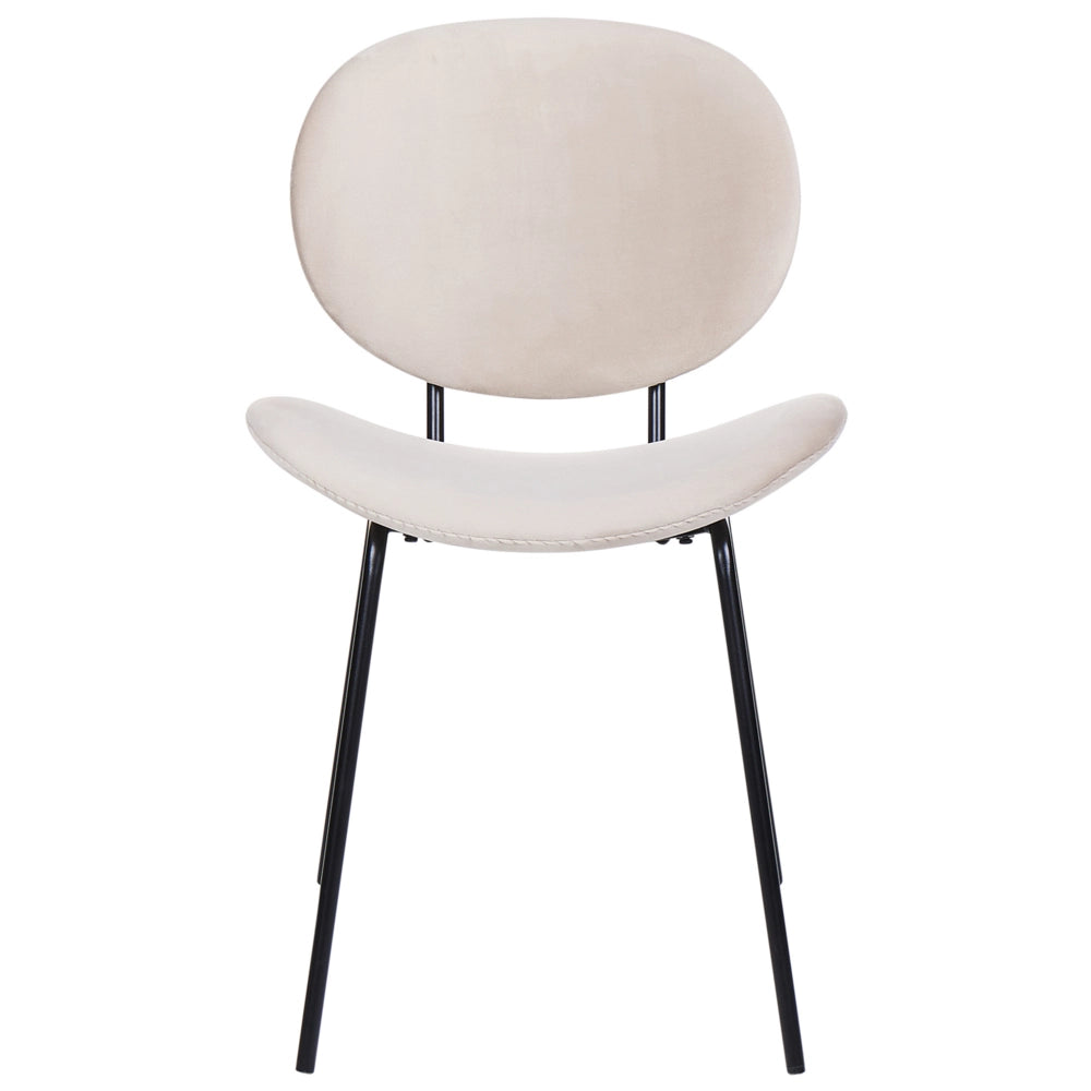 Set di 2 sedie in velluto grigio chiaro con gambe nere e senza braccioli design contemporaneo e retrò Sedute per la sala da pranzo