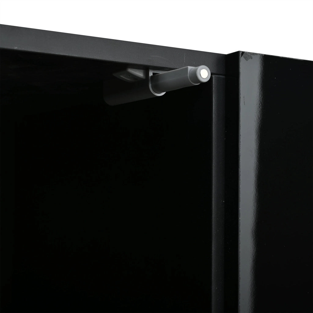 Credenza con 3 ante e 6 vani; finitura lucida - per soggiorno - 160×35×60 cm - nero