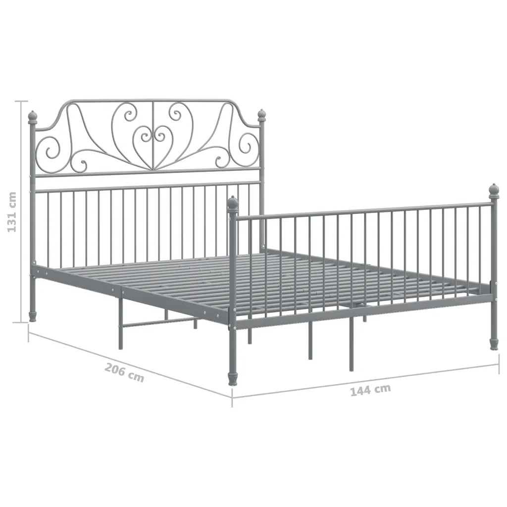 Letto matrimoniale | Letto per adulti | Giroletto senza Materasso Grigio in Metallo 140x200 cm