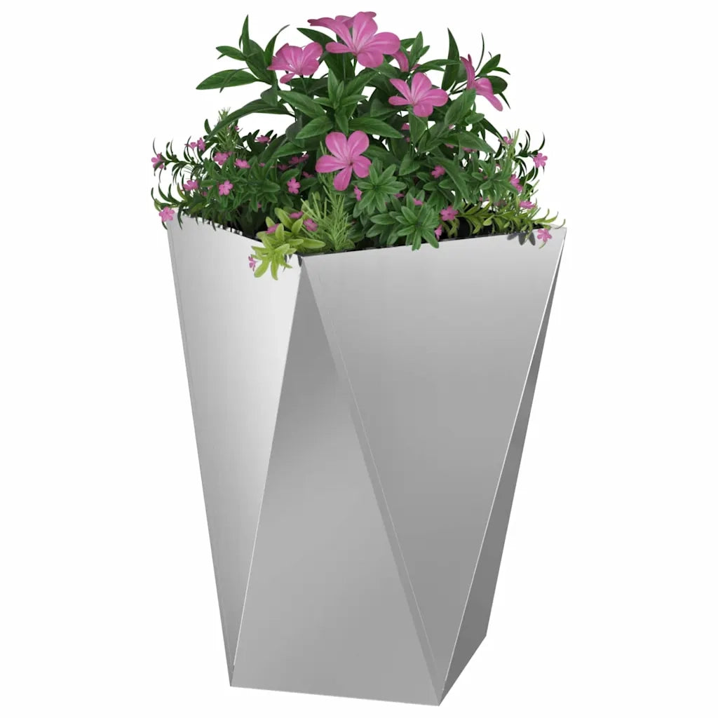 Fioriera 2 pz-Set di 2 Vaso-Contenitore per Piante Argento 50 x 50 x 75 cm Acciaio zincato
