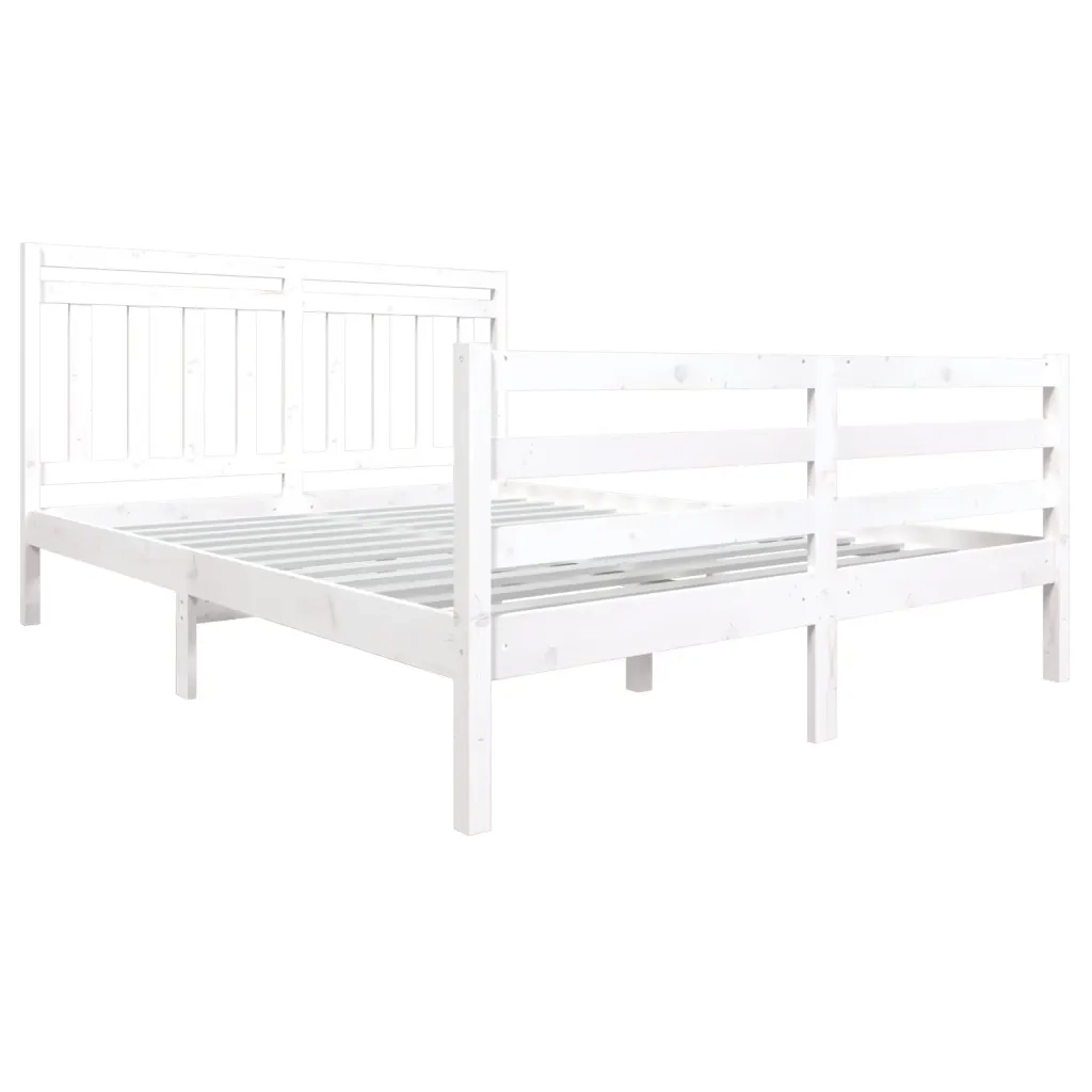 Giroletto-Struttura Letto Bianco 150x200 cm King in Legno Massello 642600