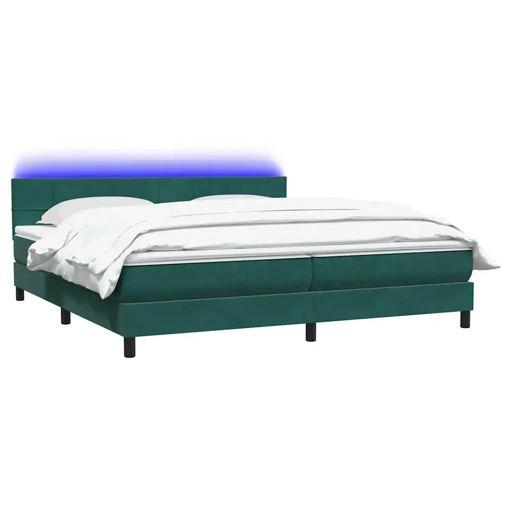 Giroletto a Molle con Materasso Verde Scuro 180x220 cm Velluto