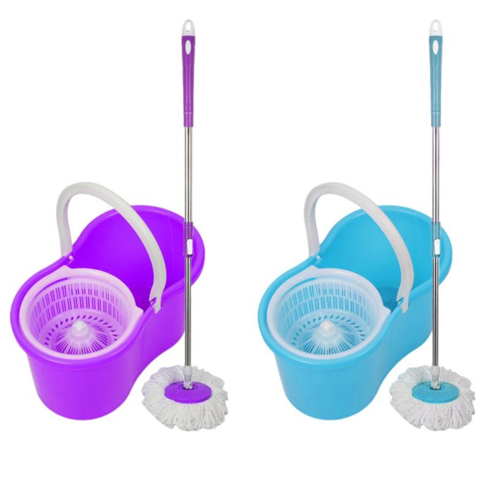 Trade Shop - Secchio Rotante Mocio Roto Mop Cestello In Metallo Microfibra Lava Pavimenti -
