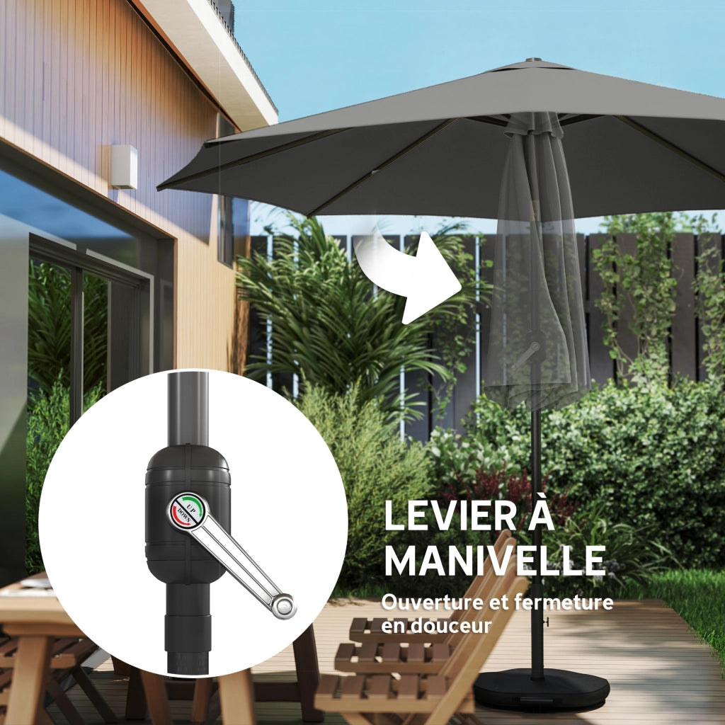 Ombrellone da giardino rotondo inclinabile ¨C zephmum ¨C Grigio Scuro ?300x250 cm