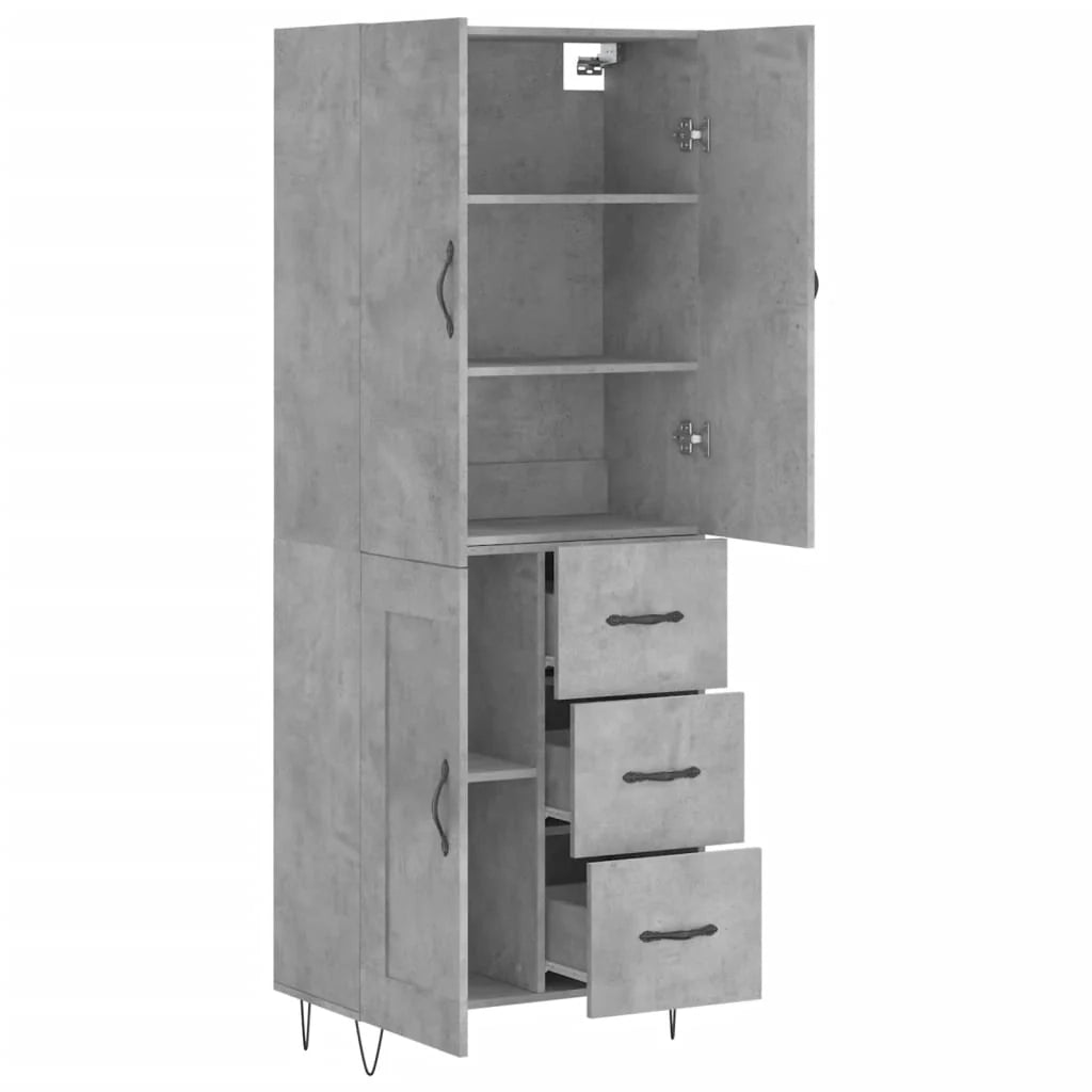 Buffet credenza cassettiera mobiletto mobile contenitore organizer cucina soggiorno salotto alto 69,5 x 34 x 180 cm legno ingegnerizzato grigio 02_0034645