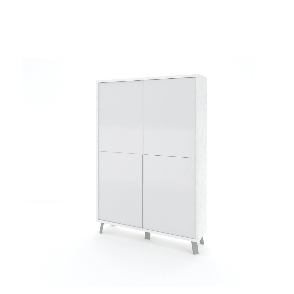 Credenza alta VELBRUK bianco pietra/bianco lucido