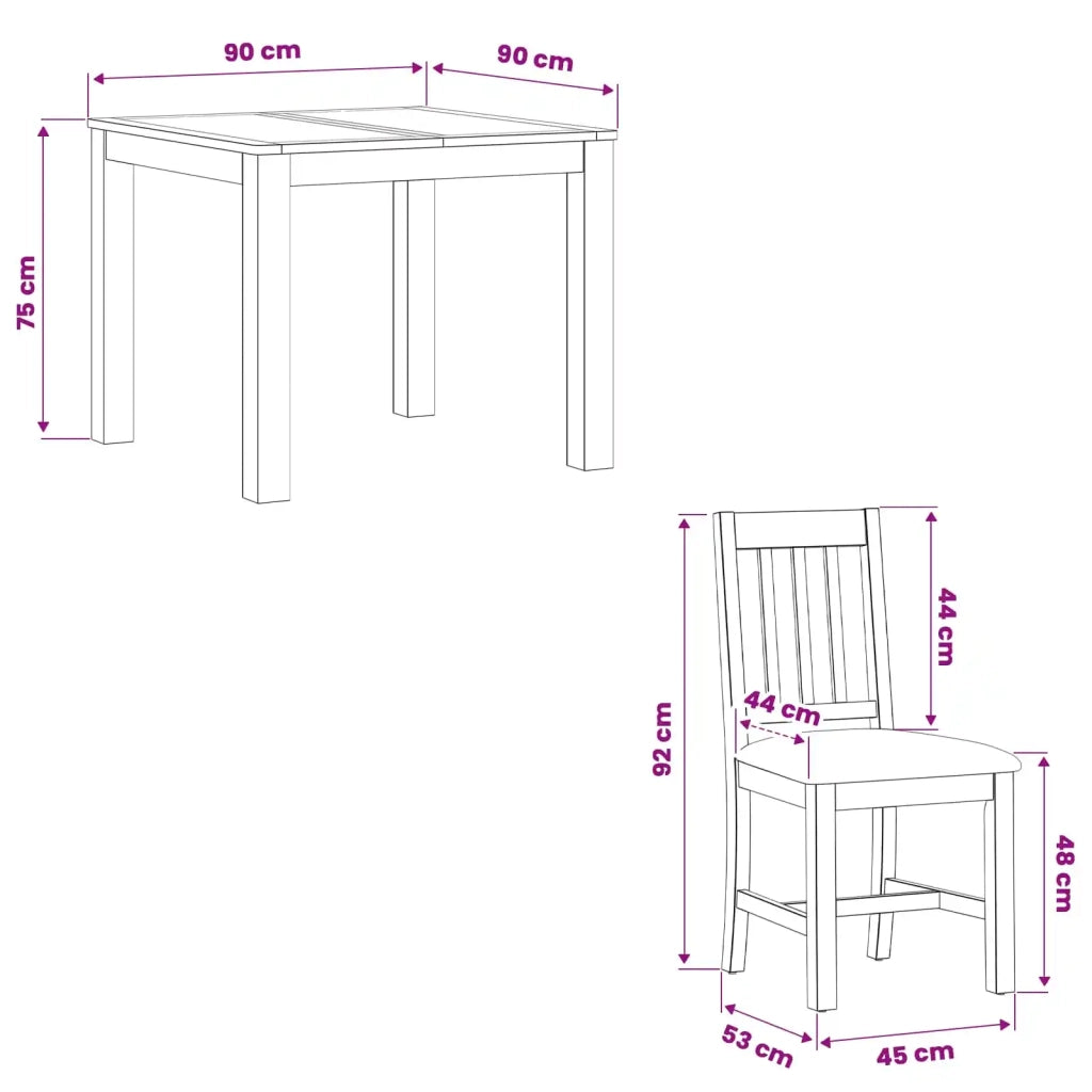 Set da pranzo 5 pz Grigio Legno di Quercia Massello 3430329