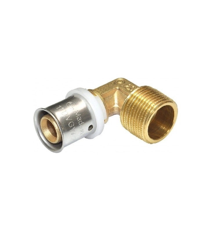 Gomito maschio diam.1/2x16 a pressare per multistrato