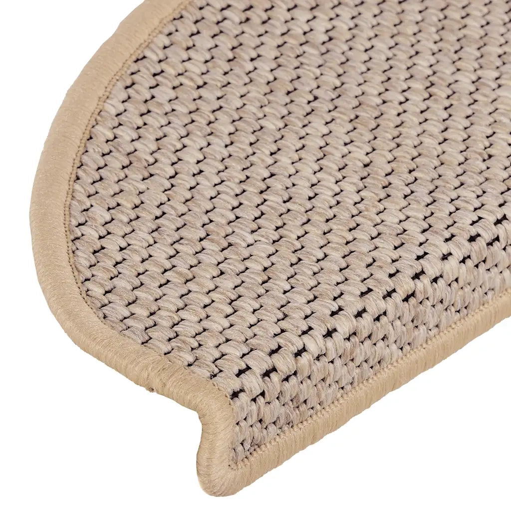 Tappeti Adesivi Scale Aspetto Sisal 15 pz | Gradini per Scale 65x21x4cm Beige Chiaro