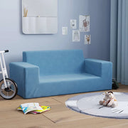 Divano per Bambini a 2 Posti Blu in Morbido Peluche 4104782