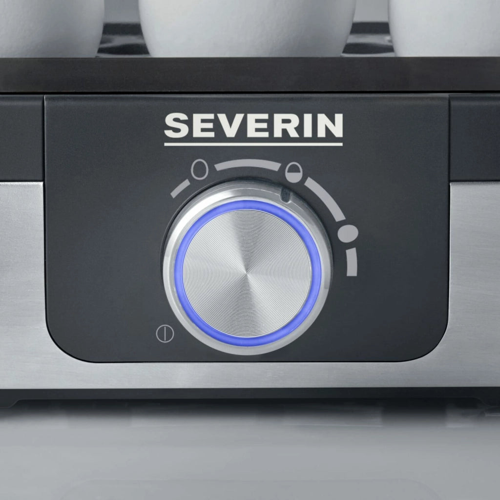 Severin EK3163 Cuociuova 3 Uova Acciaio Inox con Spegnimento Automatico e Allarme Colore Nero