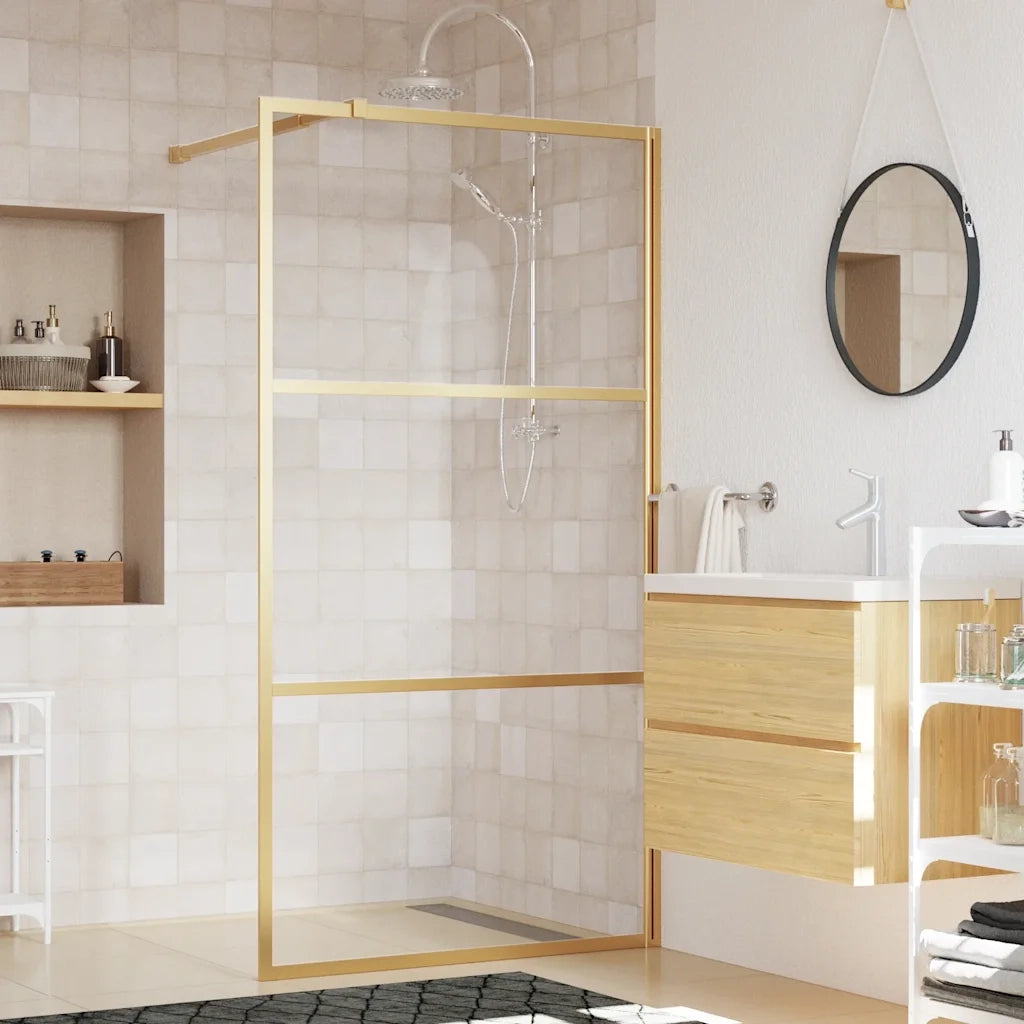 Parete per Doccia Walk-in Vetro Trasparente ESG 115x195 cm Oro 154941