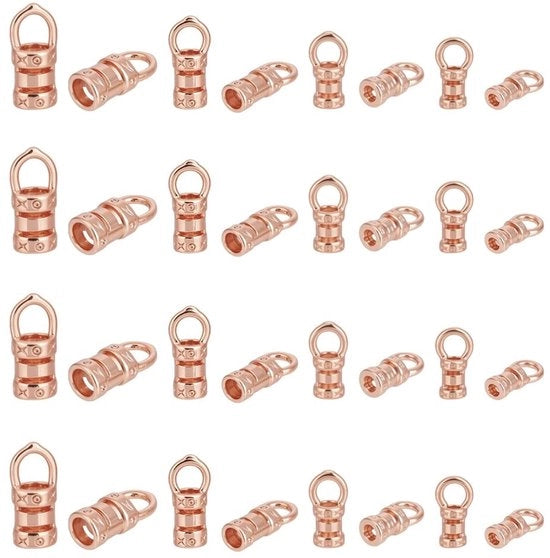 Accessori per gioielli - Esercizio di chiusura corda 32 pezzi - Ottone - 4 misure - Capocorda per gioielli - Chiusura corda in pelle - Diametro foro 1-3 mm - Adatto per collane e bracciali - Parti di gioielli