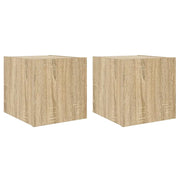 Mobili TV a Parete con Luci LED 2pz | Armadietto TV | Mobile Porta TV Rovere Sonoma 30,5x35x30 cm