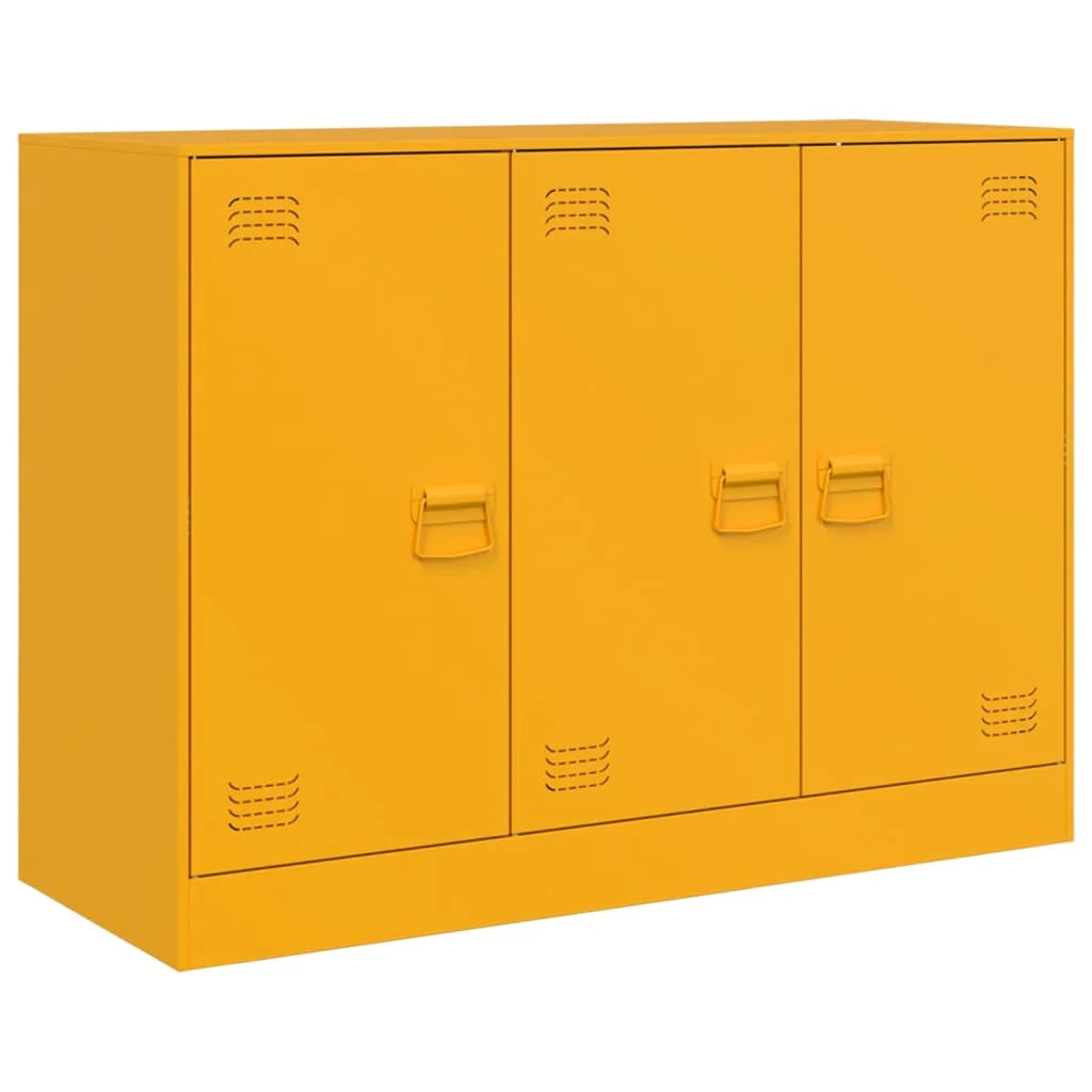Buffet credenza cassettiera armadio mobile contenitore organizer per cucina soggiorno salotto giallo senape 99 x 39 x 73 cm acciaio Giallo 02_0035712