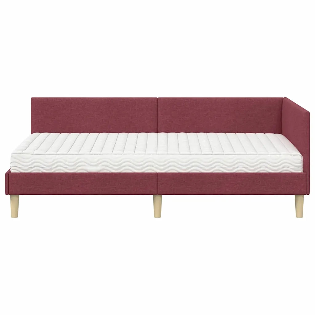 Struttura Letto Angolare con Materasso 2 pcs Grigio Tessuto