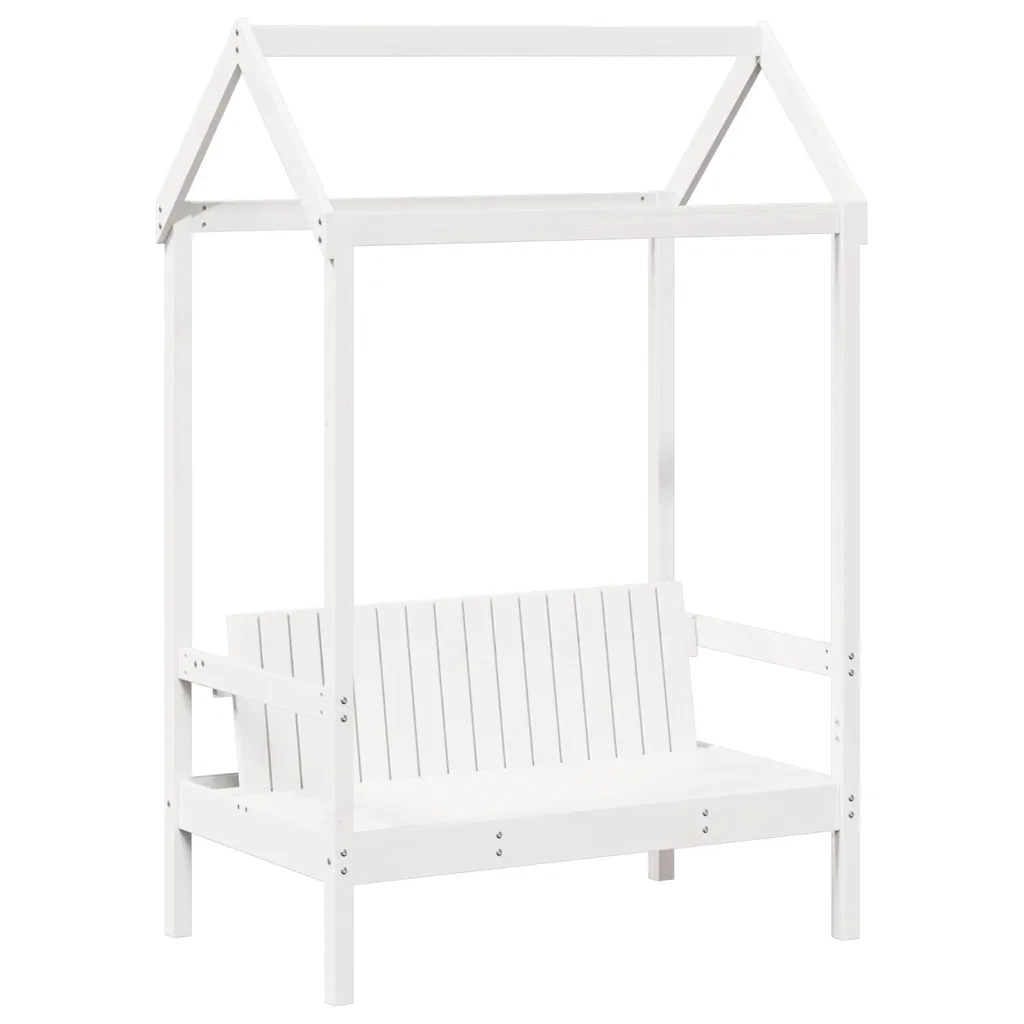 Set Dormeuse e Panca con Tetto Bianco 80x200cm Massello Pino