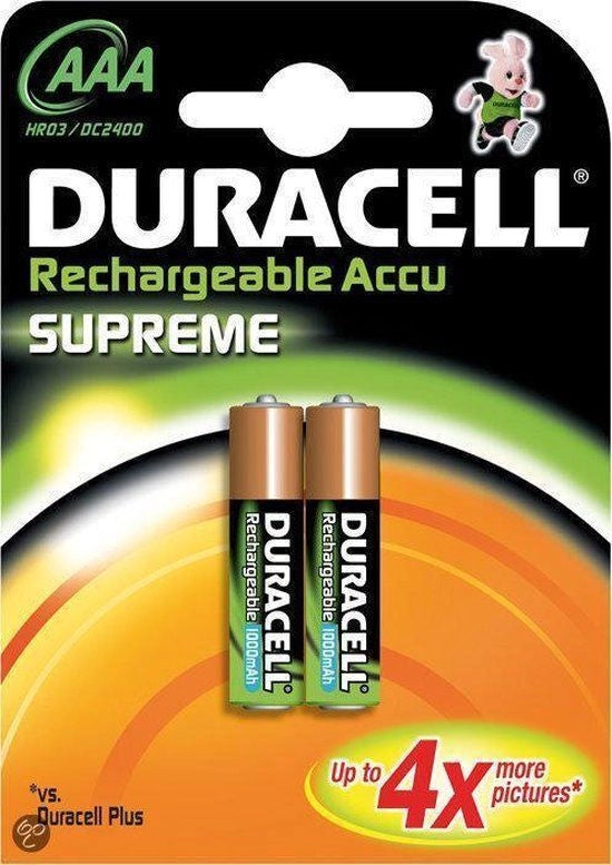 Duracell Supreme 1000MAH Batterie Ricaricabili AAA Ministilo X2