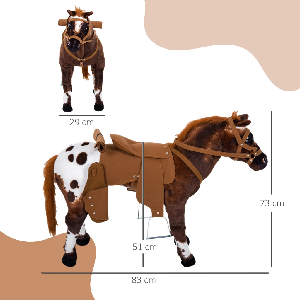Cavallo a Dondolo per Bambini con Sella ¨C zephmum ¨C Marrone 85x28x60 cm