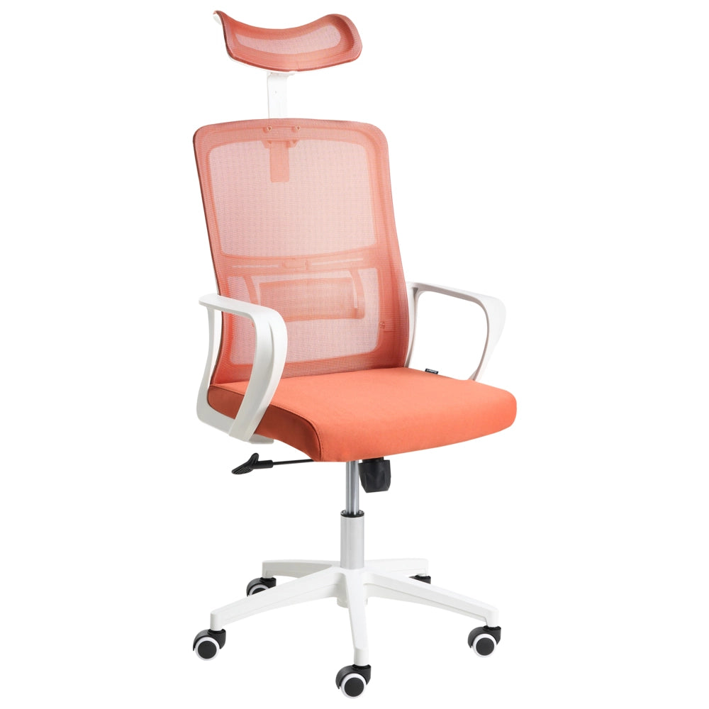 Sedia da ufficio con base girevole e poggiatesta regolabile in altezza con rete Home Office Beige stile moderno