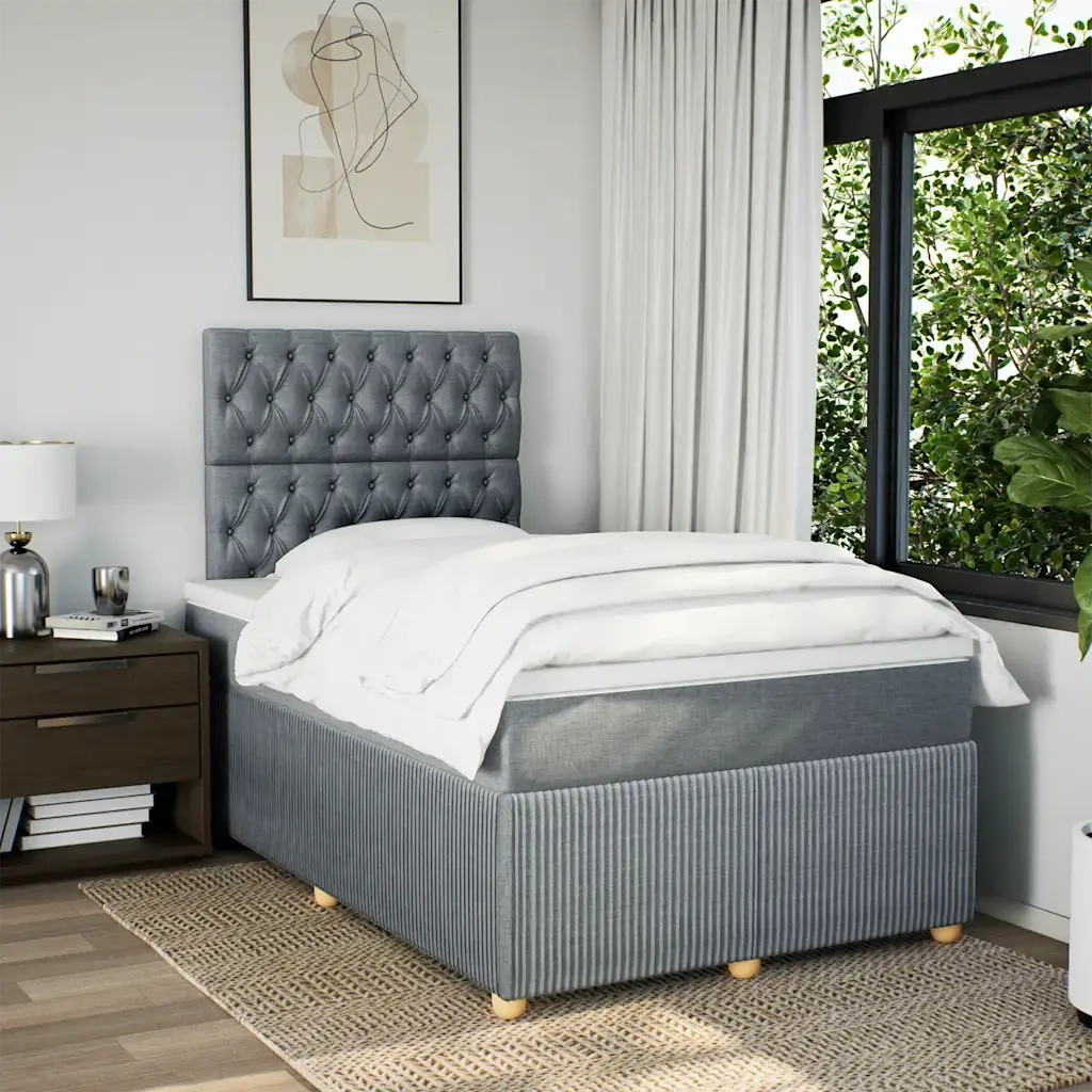 Giroletto a Molle con Materasso Grigio Chiaro 120x190cm Tessuto