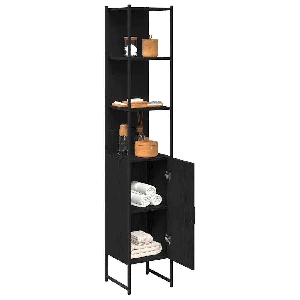 Mobile da Bagno con lo scaffale Rovere nero 33 x 33 x 185,5 cm 862240