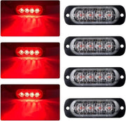 Faro di Emergenza Ultra Sottile - 4 LED Luce di Avviso - Barra di Luce Stroboscopica Rossa con Segnalazione di Pericolo - Segnalatore di Semaforo per Veicoli 12-24V Carrozza Camper Motorhome
