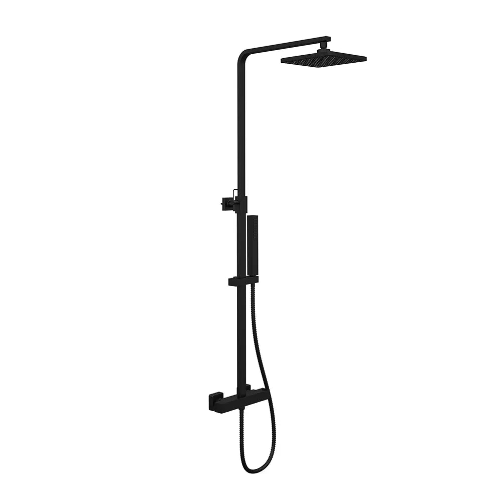 Colonna doccia termostatica soffione slim 20x20 cm finitura nero opaco | Serio