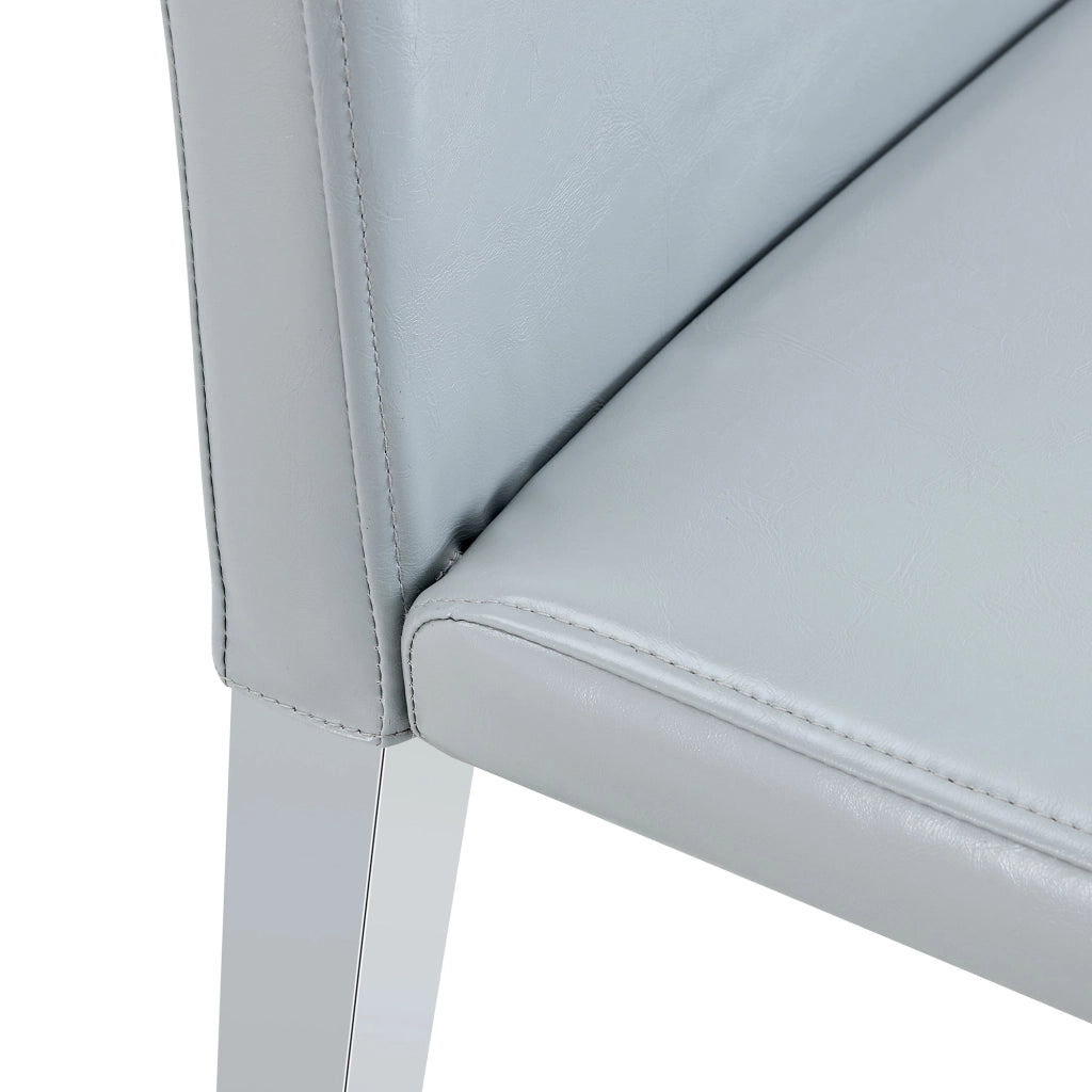 Sedia da pranzo set di 2. schienale ergonomico; superficie in PU facile da pulire; metallo grigio argento e grigio chiaro
