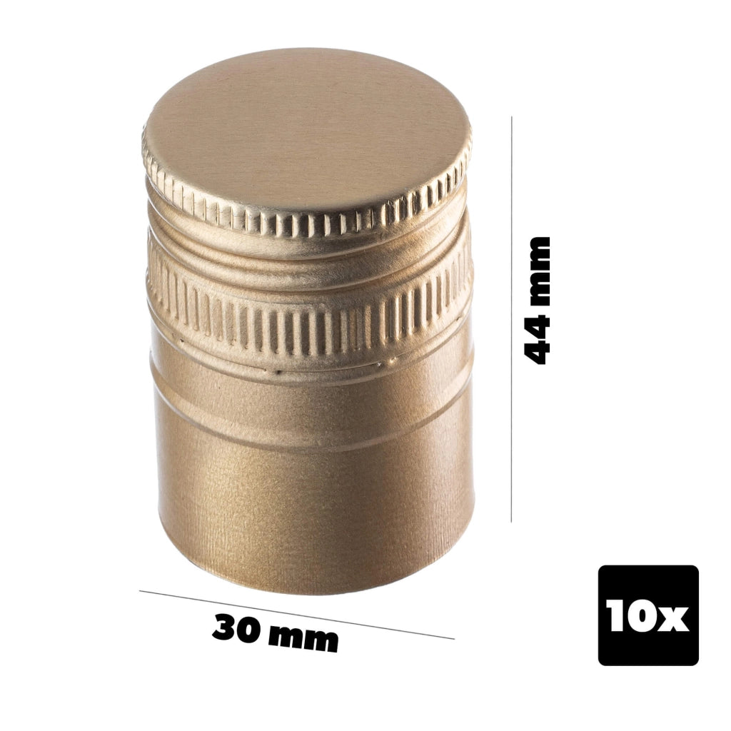 Tappi per bottiglie KADAX Fi30, tappi a vite, 10 pezzi, colore oro.