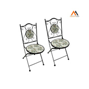COPPIA SEDIE PER TAVOLO MOSAICO 'FLORA' cm 38 x h. 46 - 92