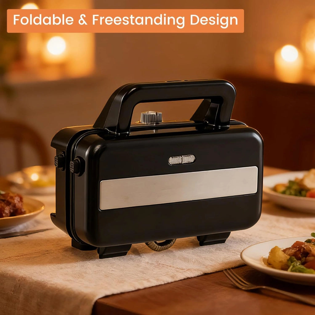 Tostapane 1200W, Piastra per Panini Sandwich Waffle 3 in 1, 5 Temperature Regolabili, Doppia Faccia, Piastra Grill Rimovibile e Lavabile, Protezione contro Surriscaldamento, Nero