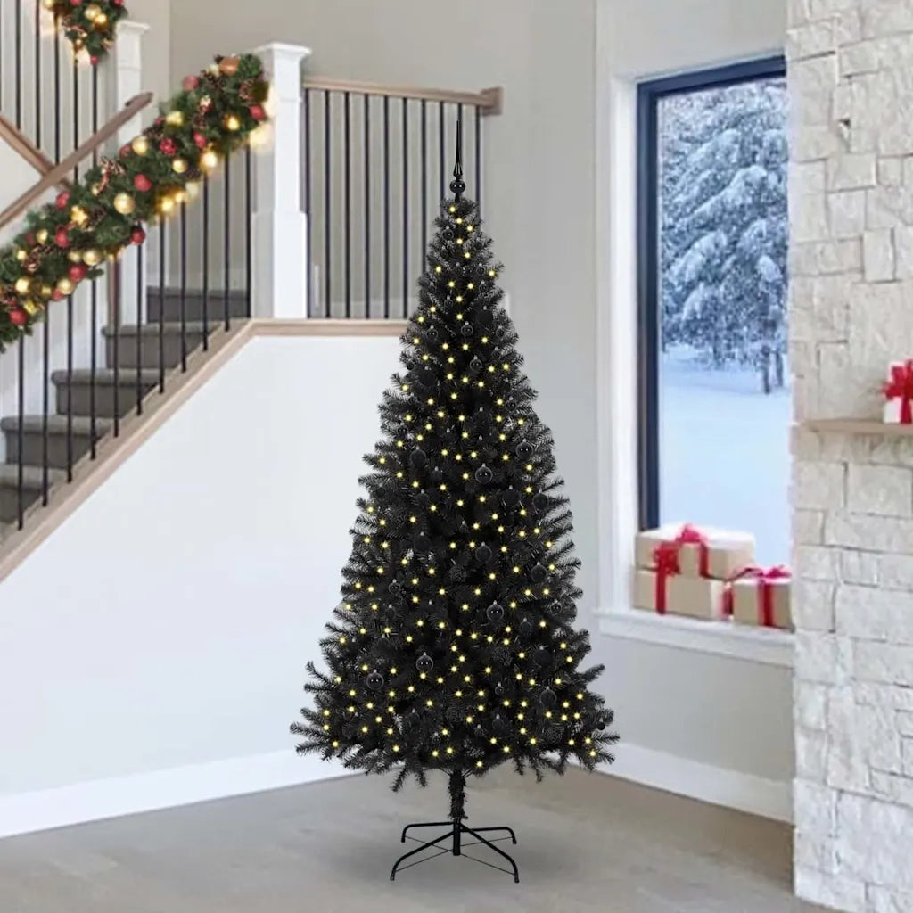 Albero di Natale con 300 LED con supporto Nero 240 cm PVC 3396497