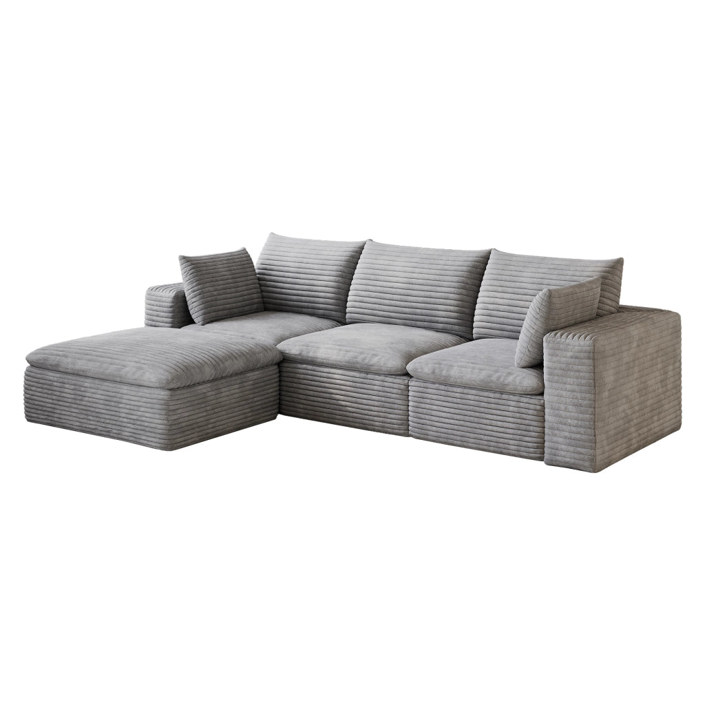 Divano Cloud 260 cm ¨C MINIMAL ¨C Velluto a Coste Grigio Scuro, Imbottito, Senza Montaggio