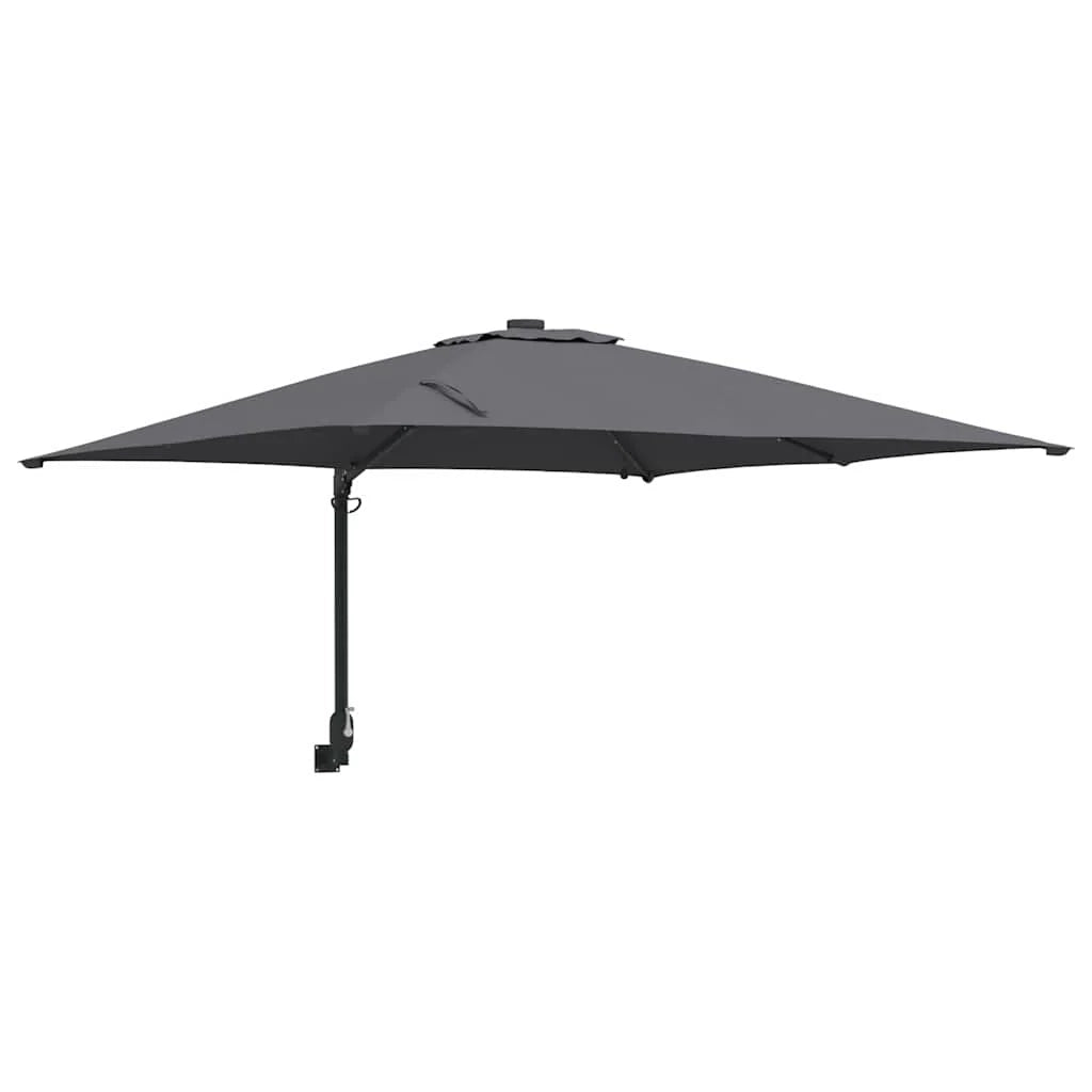 Ombrellone da giardino a sbalzo inclinabile 248,5 x 247,5 x 160 cm con elegante illuminazione a LED in poliestere antracite 02_0058652