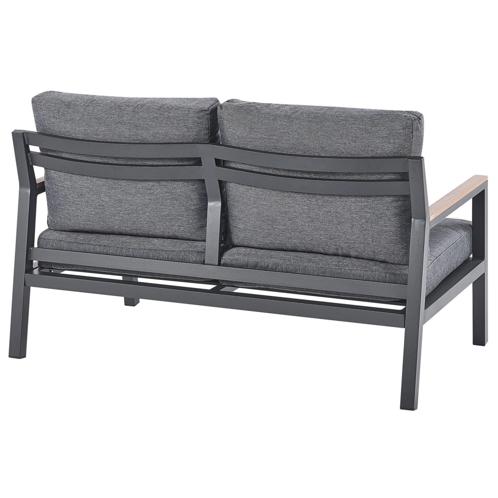 Set Divani Per Esterni Con Struttura In Alluminio Grigio Scuro Divani Poltrone Con Cuscini In Poliestere Tavolino Design Moderno