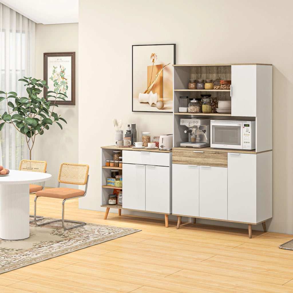 Credenza con Ante e Cassetto ¨C Xylo ¨C Bianco e Legno 98x39x180cm