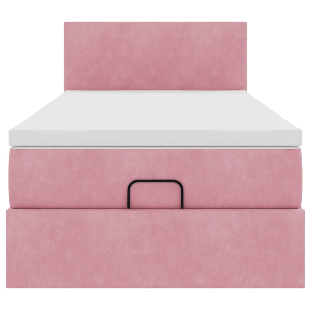 Struttura Letto Pouf con Materasso Rosa 100x200 cm Velluto 3311686