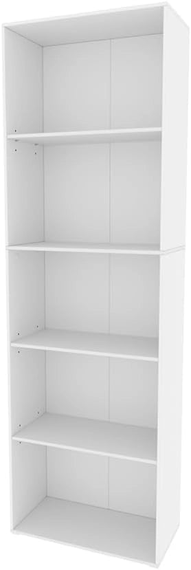 Libreria Bob, Bianco, 60 x 190 cm con 5 scomparti, per la conservazione e la presentazione di libri e raccoglitori