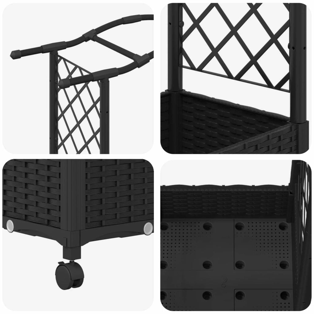 Letto Rialzato con Griglia e Tetto Nero 207 x 40 x 129 cm PP 3423149