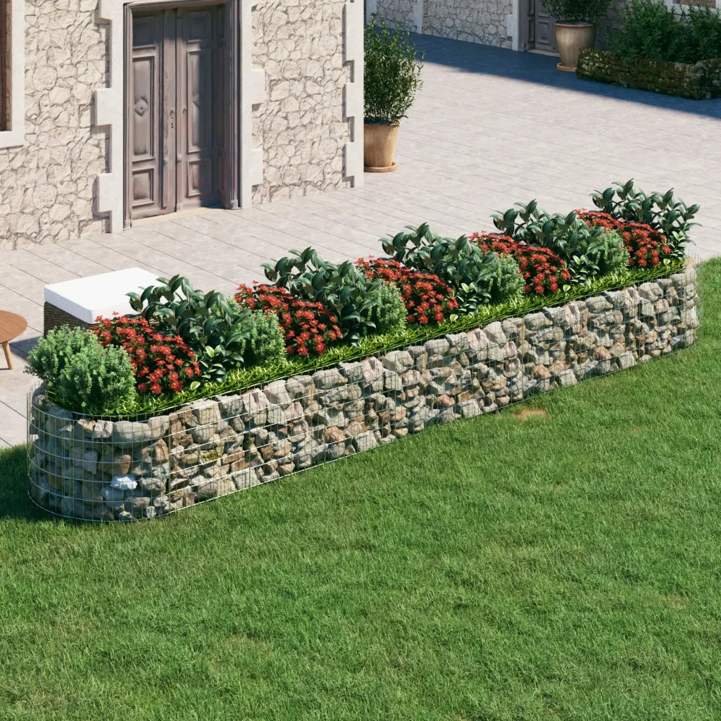 Gabbione con Fioriere | Cassetta per fiori | Letto Rialzato in Ferro Zincato 500x100x50 cm