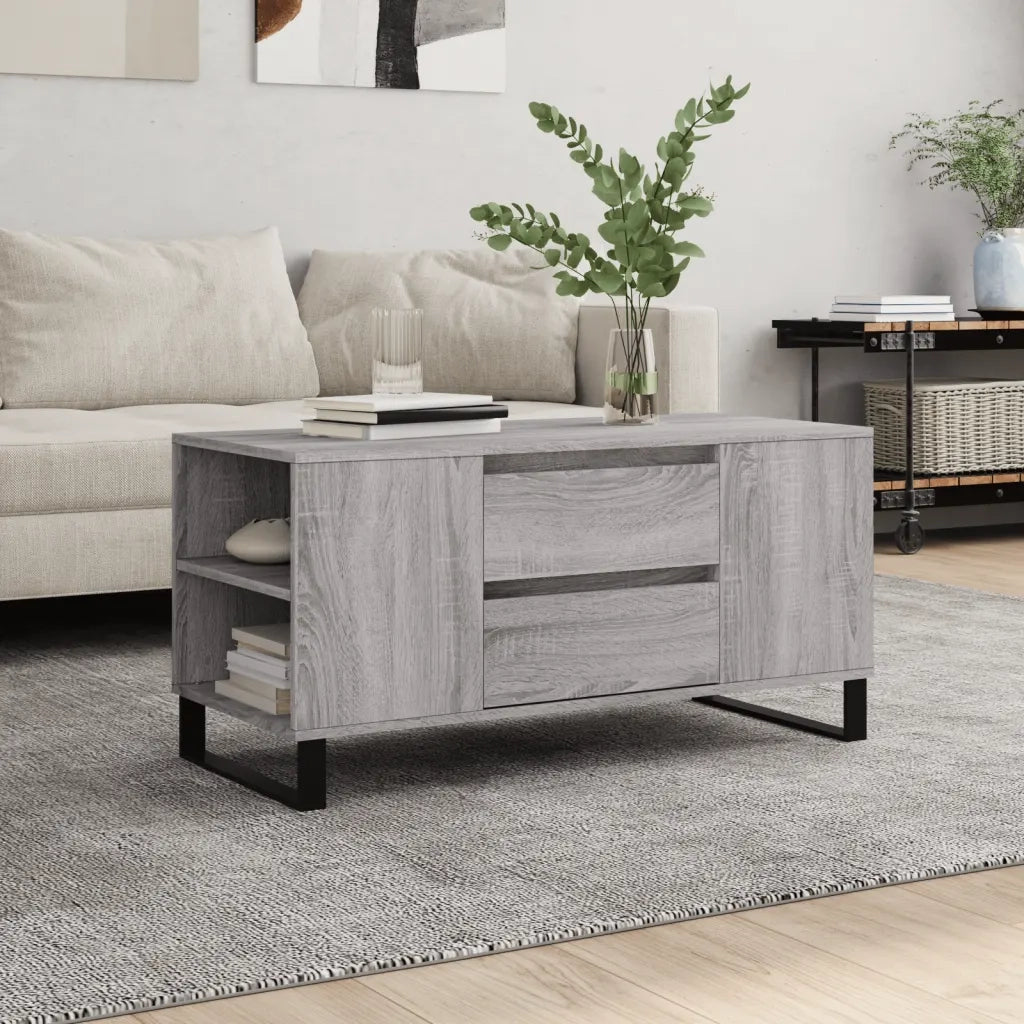 vidaXL Tavolino Salotto Grigio Sonoma 102x44,5x50 cm Legno Multistrato