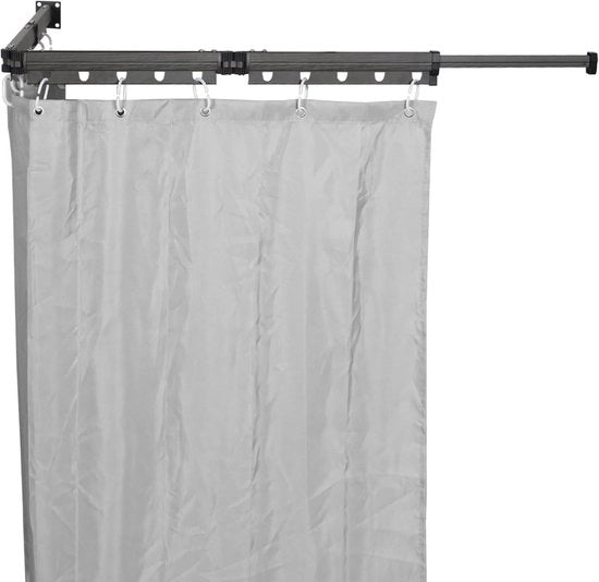 Douchegordijn Luxe Vlas Linnen con Tecnologia Antimuffa e Impermeabile, 200 x 150 cm, Colore Grigio.
