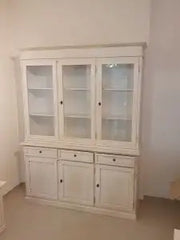 Credenza cristalliera in legno 3 ante mod Martini Shabby chic bianco anticato